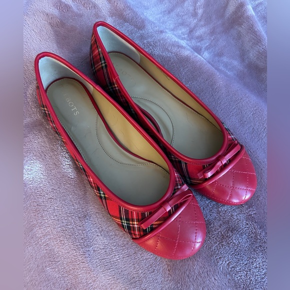 Talbots BLAIR CAP TOE BALLET FLATS - TARTAN PLAID - Picture 2 of 5